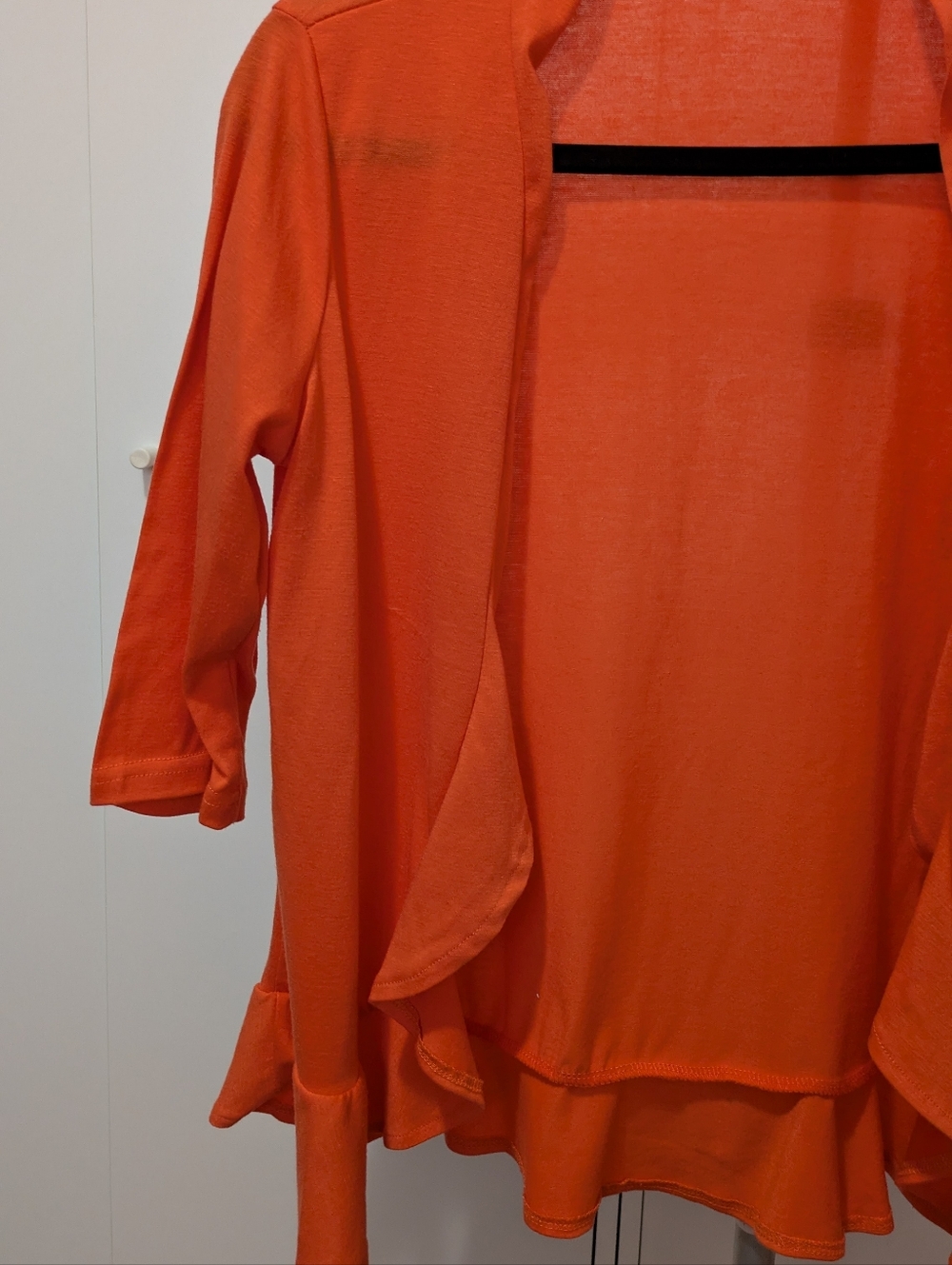 Bright Orange Open Front Ruffle Cardigan - Picture 3 of 5